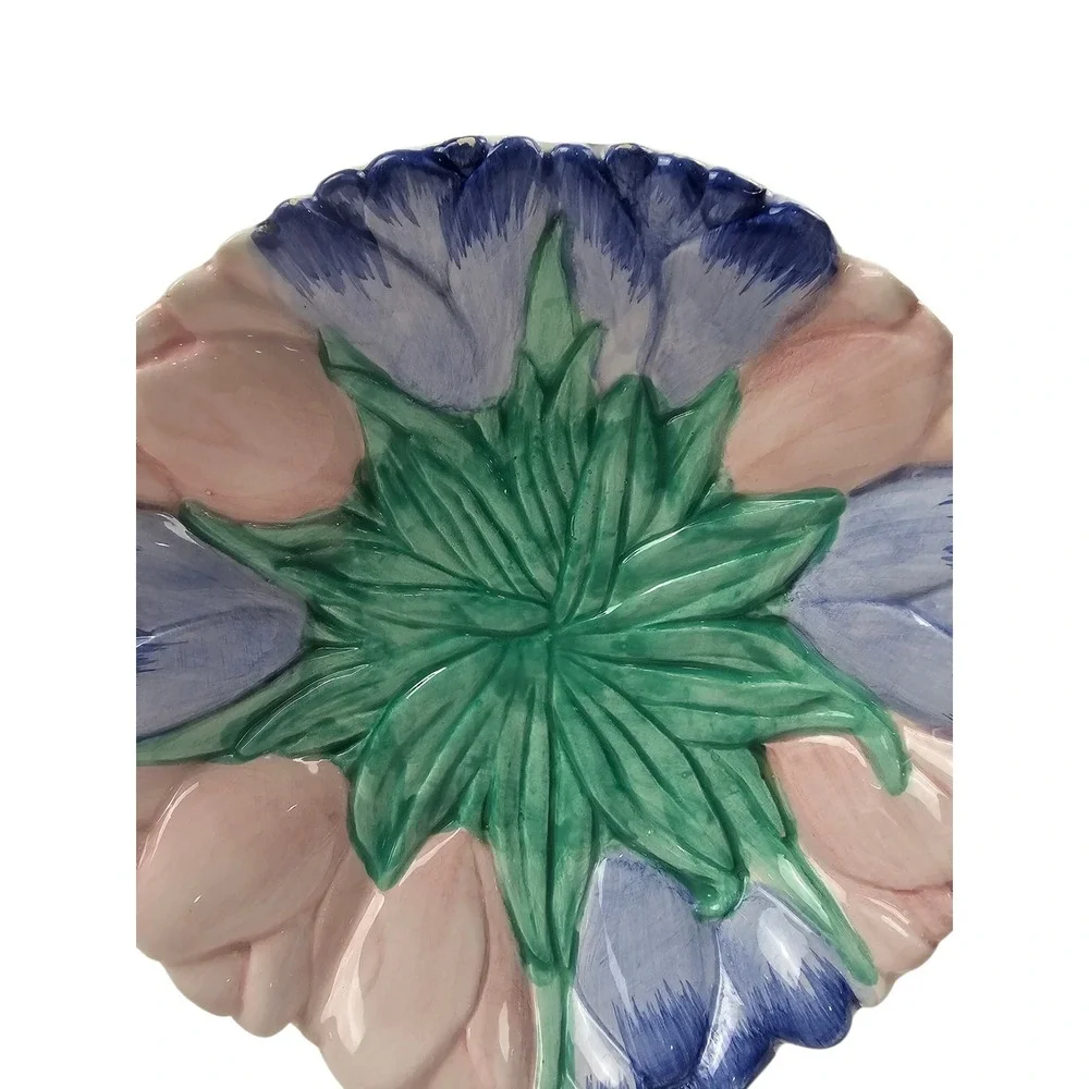 Ceramic Flower Basket Salt and Pepper Shakers Set with Floral Saucer Plate